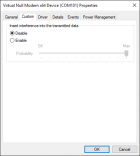 Virtual serial port properties